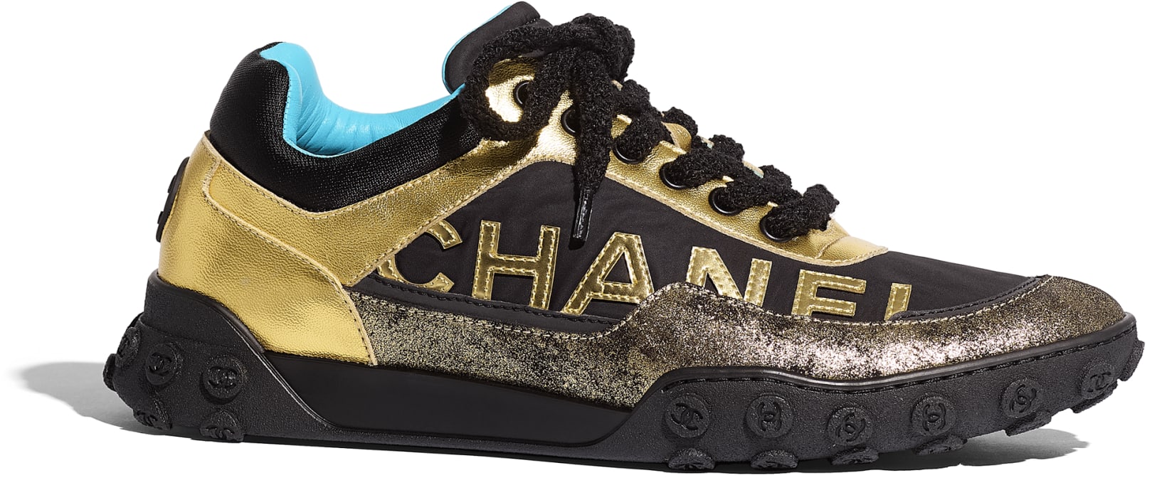 sneakers gold black metallic lambskin-fabric metallic lambskin fabric packshot chanel
