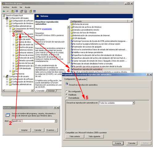 Editar la directiva de reproducción automática de windows