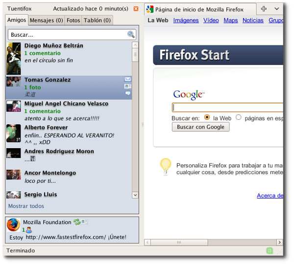 TFOX: El tuenti en la barra lateral de Firefox 1