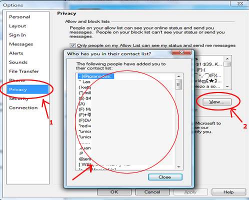 saber si esta bloqueado en windows live messenger