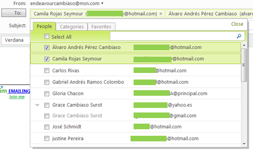 Crear o eliminar contactos favoritos en Windows Live Hotmail 1
