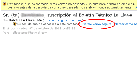 Recuperar archivos borrados del correo no deseado de Windows Live Hotmail 1