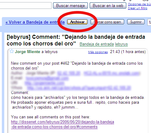 Archivar mensajes de correo electrónico en Gmail 1