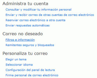 Cambiar los filtros de spam en Windows Live Hotmail 1