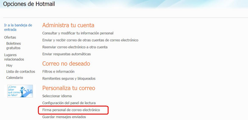 Crear una Firma en Windows Live Hotmail 1