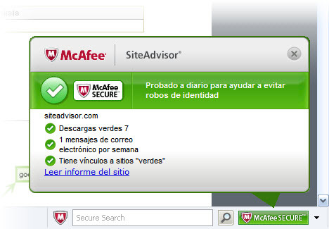 Actualizar McAfee SiteAdvisor 1