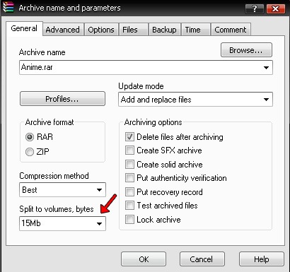 Dividir archivos con WinRAR 1