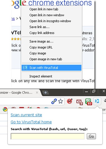 Exploración de URL en busca de virus con una extensión 1