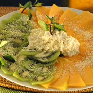 Carpaccio con melón y kiwi