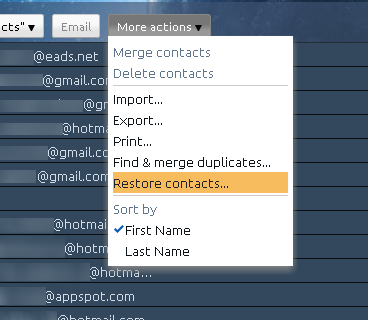 Restaurar los contactos de Gmail
