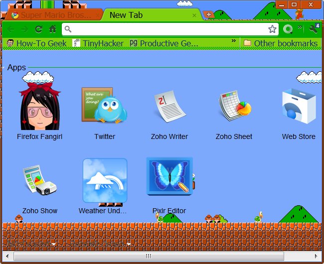 Clásico tema de Mario Bros para Google Chrome