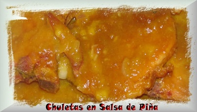 Chuletas en salsa de piña