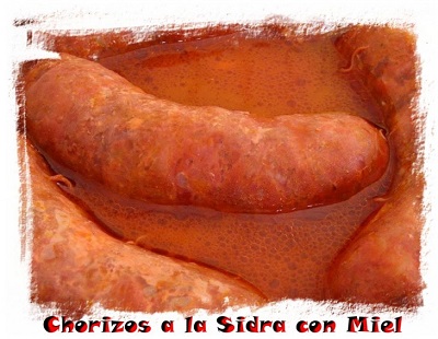Chorizos a la sidra con miel