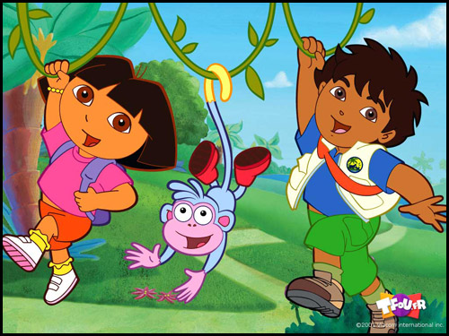 dora diego y bota en la selva