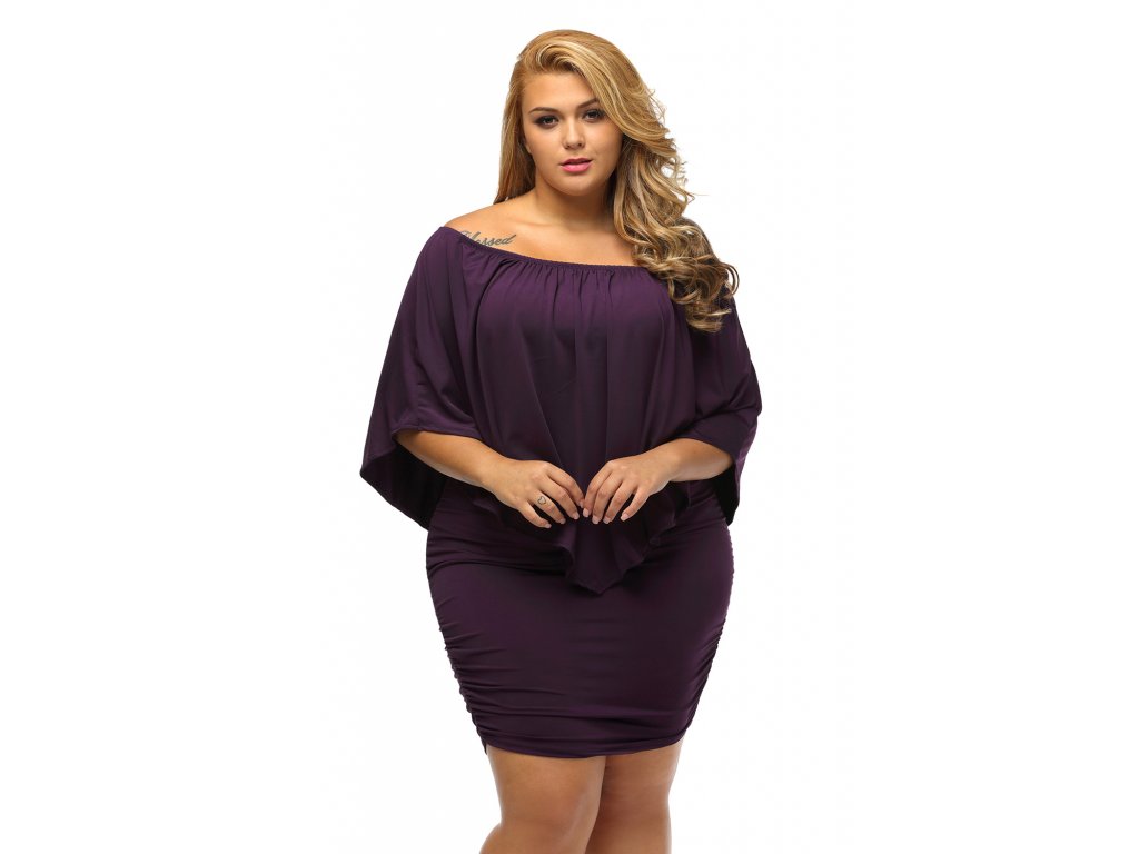 plus size multiple dressing layered purple mini dress
