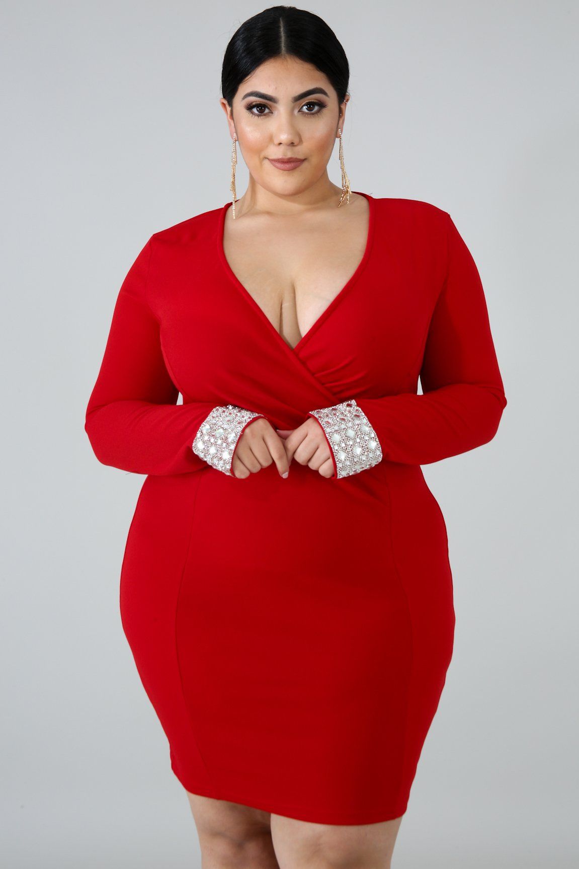vestido rojo ajustado talla grande