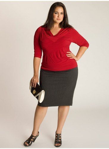 Combinado falda blusa roja para la oficina