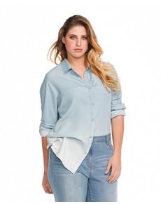 Blusas denim talla grande Blusas denim