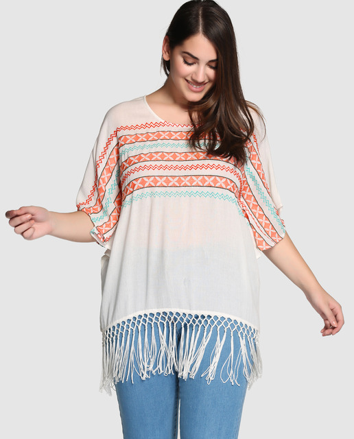 Casual Denim Tallas Grandes - blusas con flecos
