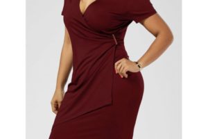 vestidos talla grande granate