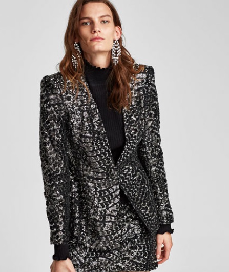 8 vestidos para Navidad 2017 que sí tienes que fichar - blazer y minifalda lentejuelas