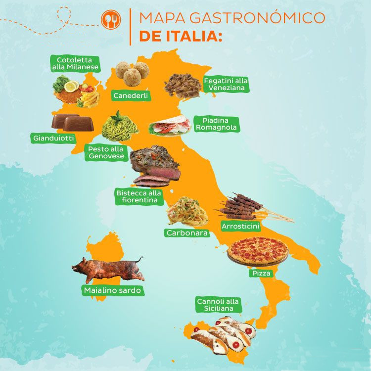 mapa gastronómico de Italia